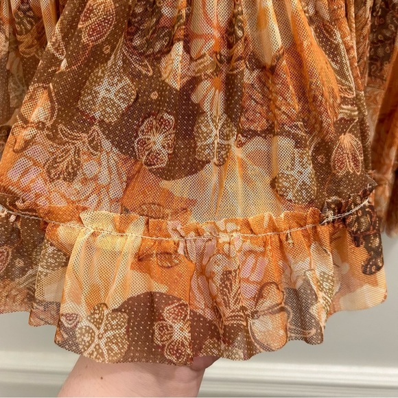 NWT Misa Marion Skirt Small Golden Batik Mesh Ruffles - Picture 7 of 14
